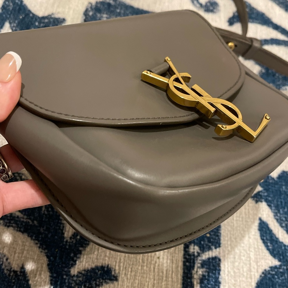 Ysl Kaia Small Satchel Crossbody Bag Grey With Gold H… Gem